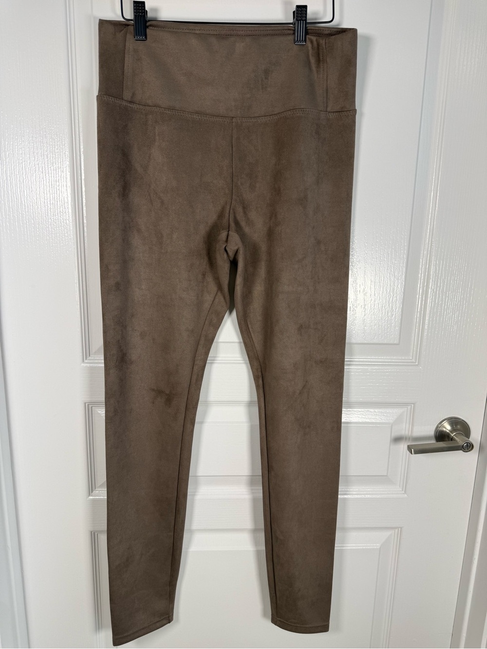 Tahari Taupe Brown Suede-Look Skinny Leggings size M (053)